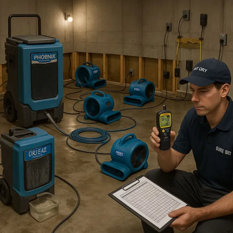 Structural Drying and Dehumidification process in Obetz, OH